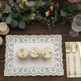 100 Pcs | 14inch x 10inch Rectangle White Lace Paper Doilies, Food Grade Paper Placemats