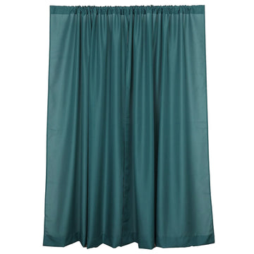 2 Pack Peacock Teal Polyester Event Curtain Drapes, 10ftx8ft Backdrop Event Panels With Rod Pockets 130 GSM