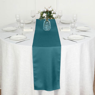Elevate Your Event with the Peacock Teal Polyester Table Runner