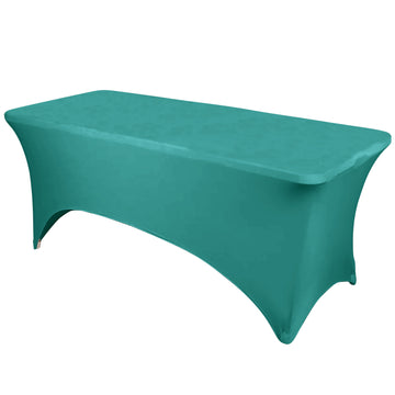 6ft Peacock Teal Rectangular Stretch Spandex Tablecloth