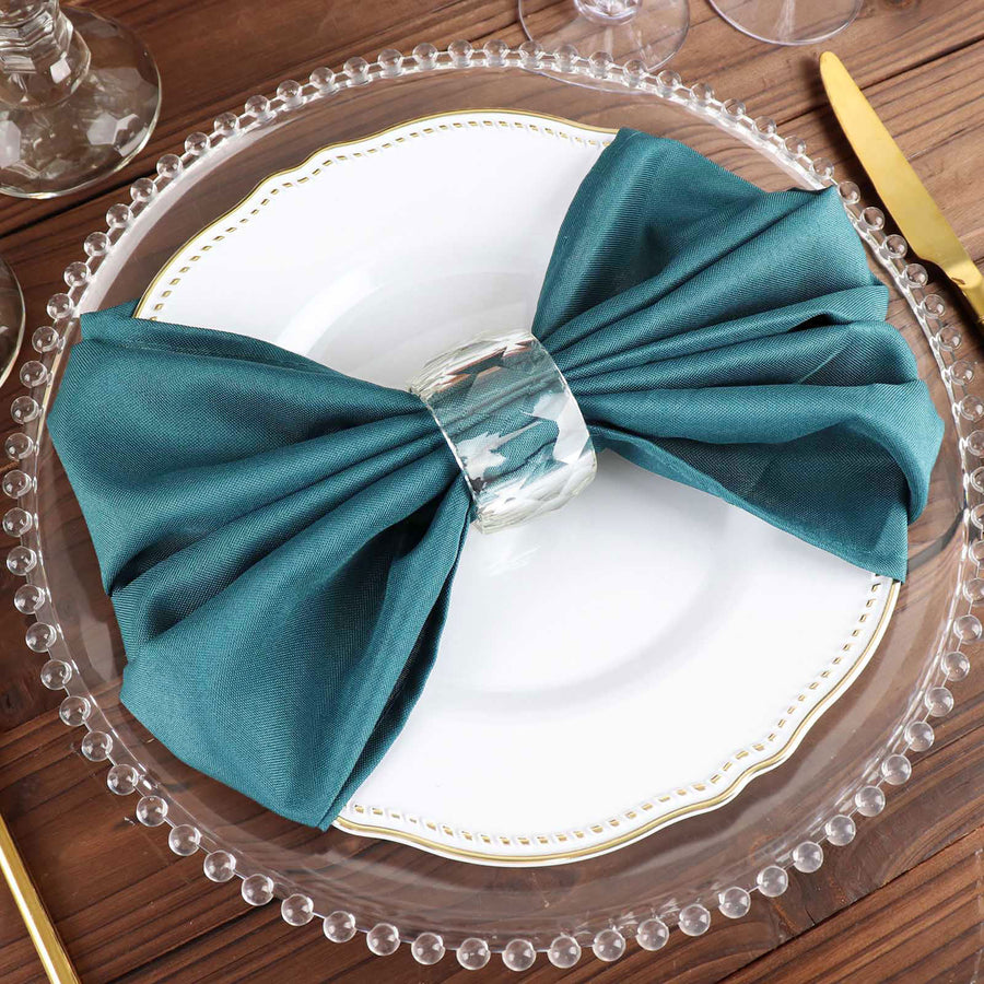 5 Pack | Peacock Teal Seamless Cloth Dinner Napkins, Reusable Linen | 20x20inch