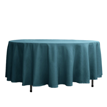 108" Peacock Teal Seamless Polyester Round Tablecloth