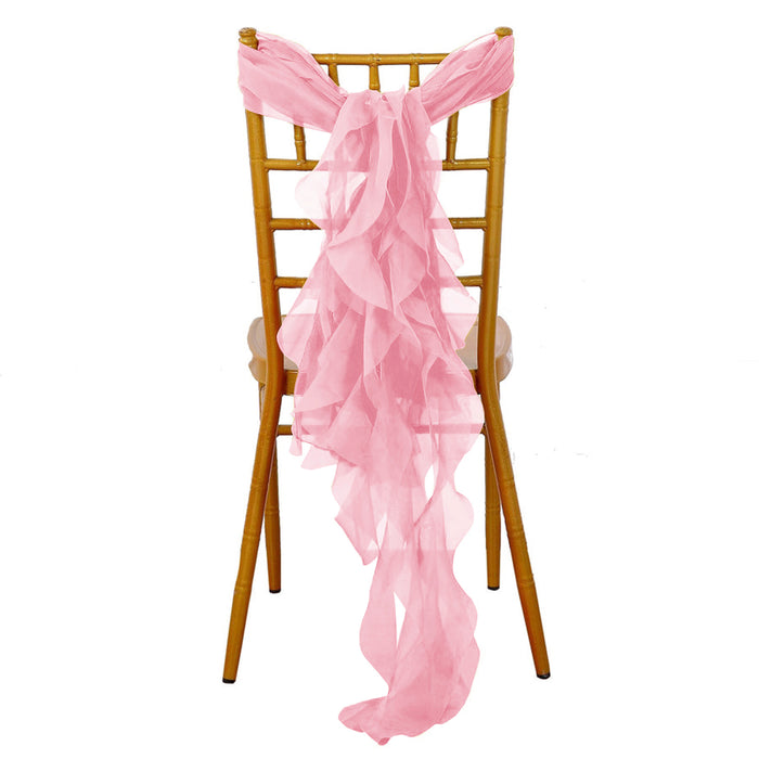 Chiffon Pink Curly Willow Chair Sashes