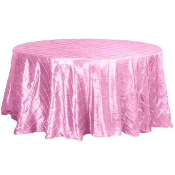120" Pink Pintuck Round Seamless Tablecloth