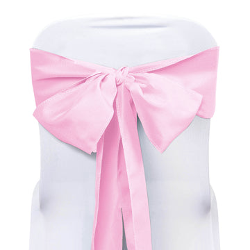 5 Pack | 6"x108" Pink Polyester Chair Sashes