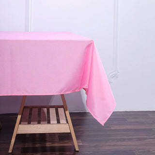 Make a Statement with the Pink Square Seamless Polyester Tablecloth
