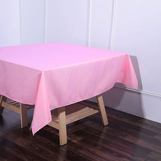 Add a Touch of Elegance with the Pink Square Seamless Polyester Tablecloth