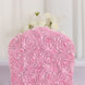 Pink Satin Rosette Spandex Stretch Banquet Chair Cover, Fitted Slip On Chair Cover