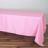 72x120Inch Pink Polyester Rectangle Tablecloth, Reusable Linen Tablecloth