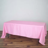 72x120Inch Pink Polyester Rectangle Tablecloth, Reusable Linen Tablecloth