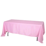 72x120Inch Pink Polyester Rectangle Tablecloth, Reusable Linen Tablecloth