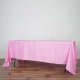72x120Inch Pink Polyester Rectangle Tablecloth, Reusable Linen Tablecloth