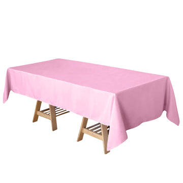 60"x102" Pink Seamless Polyester Rectangular Tablecloth