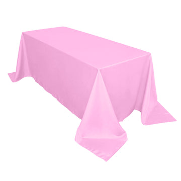 90"x132" Pink Seamless Polyester Rectangular Tablecloth