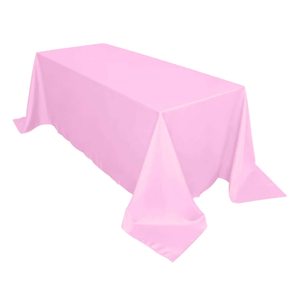 90x132 In Pink Seamless Polyester Tablecloth