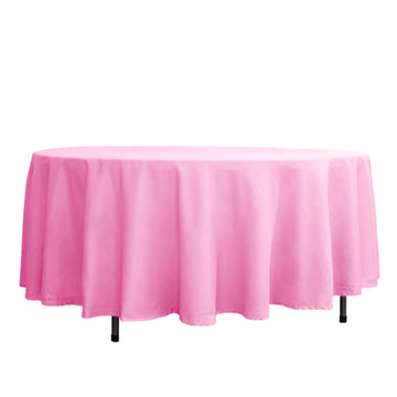 108" Pink Seamless Polyester Round Tablecloth