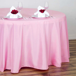 Pink Seamless Polyester Round Tablecloth - Add Elegance to Your Events
