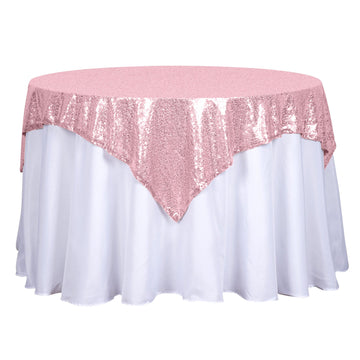 54"x54" Pink Seamless Premium Sequin Square Tablecloth