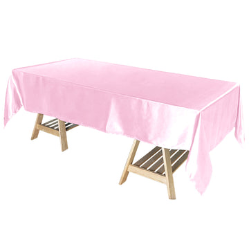 60"x102" Pink Seamless Smooth Satin Rectangular Tablecloth