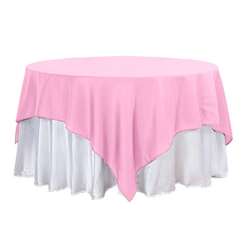 90"x90" Pink Seamless Square Polyester Table Overlay