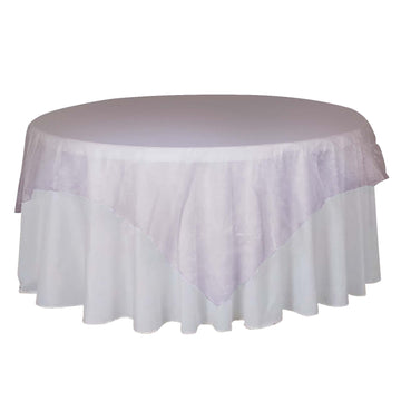 90"x90" Pink Sheer Organza Square Table Overlay