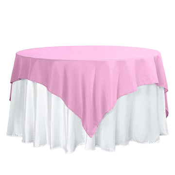 70"x70" Pink Square Seamless Polyester Table Overlay