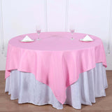 70inch Pink Square Polyester Table Overlay