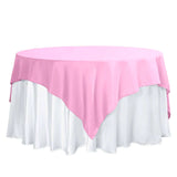 70inch Pink Square Polyester Table Overlay