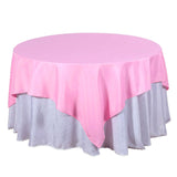 70inch Pink Square Polyester Table Overlay