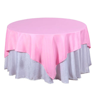 Create a Pink Paradise with the 70x70 Pink Square Seamless Polyester Table Overlay