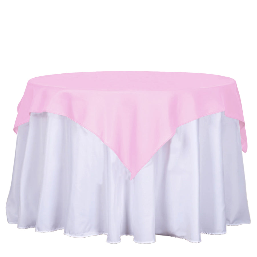 54 inches Pink Square Polyester Table Overlay