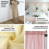 Premium Champagne Chiffon Curtain Panel, Backdrop Ceiling Drapery With Rod Pocket