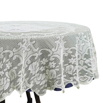 70" Premium Lace Ivory Round Seamless Tablecloth