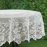 70inch Premium Lace Ivory Round Tablecloth