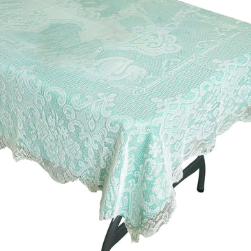 54"x72" Premium Lace Ivory Seamless Rectangular Oblong Tablecloth