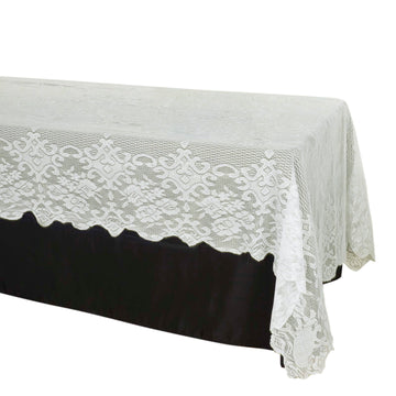 60"X126" Premium Lace Ivory Seamless Rectangular Oblong Tablecloth