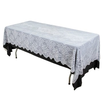 60"x108" Premium Lace White Seamless Rectangular Oblong Tablecloth