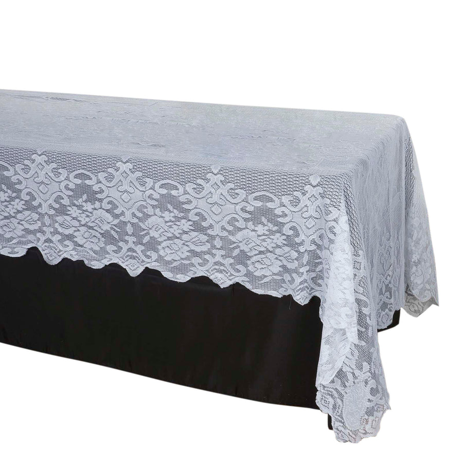 60"X126" Premium Lace White Rectangular Oblong Tablecloth