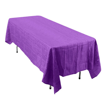 60"x102" Purple Accordion Crinkle Taffeta Seamless Rectangle Tablecloth