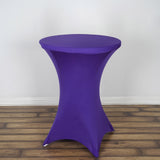 Purple Highboy Spandex Cocktail Table Cover, Fitted Stretch Tablecloth for 24"-32" Dia Tables