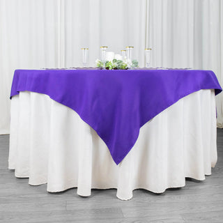 Elevate Your Event with the Purple Premium Seamless Polyester Square Table Overlay