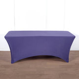Purple Stretch Spandex Rectangle Tablecloth 8ft Wrinkle Free Fitted Table Cover