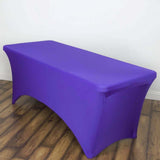 6ft Purple Spandex Stretch Fitted Rectangular Tablecloth