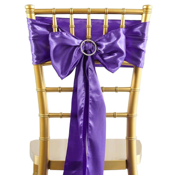 5 Pack 6"x106" Purple Satin Chair Sashes