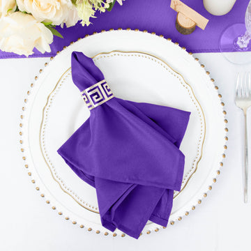 5 Pack | Purple Seamless Cloth Dinner Napkins, Wrinkle Resistant Linen | 17"x17"