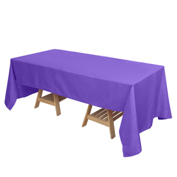 72"x120" Purple Seamless Polyester Rectangle Tablecloth, Reusable Linen Tablecloth
