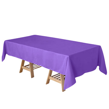 60"x102" Purple Seamless Polyester Rectangular Tablecloth