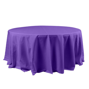 120" Purple Seamless Polyester Round Tablecloth for 5 Foot Table With Floor-Length Drop