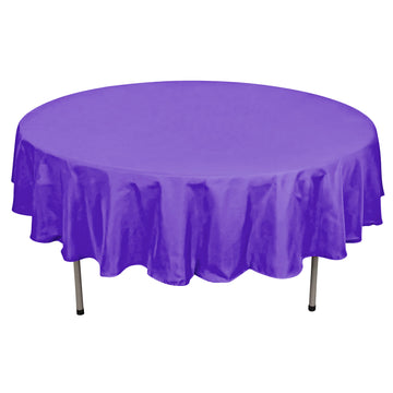 90" Purple Seamless Polyester Round Tablecloth