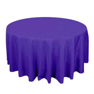 120" Purple Seamless Premium Polyester Round Tablecloth - 220GSM for 5 Foot Table With Floor-Length Drop